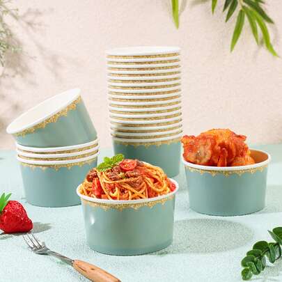 Bộ 8/16/24 cốc kem dùng một lần viền xanh bạc hà, đồ dùng cho tiệc sinh nhật, cốc kem, cốc bánh, bát giấy đựng kem, cốc bỏng ngô, thích hợp cho các bữa tiệc, rạp chiếu phim, họp mặt sinh nhật, đám cưới, dã ngoại.
