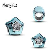 Bộ hạt charm Manyilus bằng bạc Sterling 925 hình bầu trời sao và mặt trăng, đính đá Cubic Zirconia và men, phù hợp với vòng tay hoặc dây chuyền nguyên bản, món quà trang sức đeo hàng ngày dành cho phụ nữ. - Nhiều màu - Xem 15