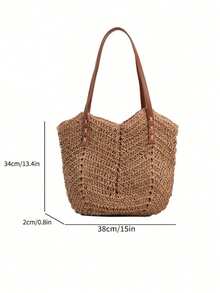 This Woven Bag Features A Full, Petal-Shaped Silhouette And Is Crafted From A Delicate Light Brown Twill Fabric. - Brown - View 3