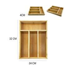 1pc Bamboo Drawer Organizer Box, Expandable Kitchen Utensil Storage Rack, Bamboo Wood Multi-Compartment Chopstick Spoon Fork Divider Box, Drawer Storage Rack, 4 Size Options, Desktop Kitchen Storage Box, Cutlery Organizer - View 13