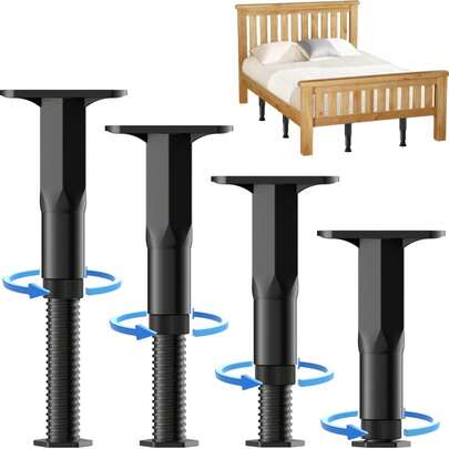 4件套可调节家具腿支撑 - 重型床架板条增高器、沙发和梳妆台稳定器 - 塑料床架配件，增强抓地力，多用途家居装修用品