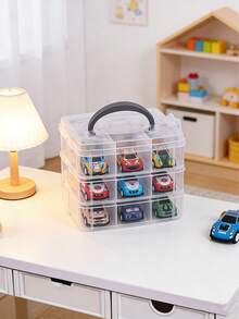 1pc Baby Room 4-Layer 24-Slot/3-Layer 18-Slot Transparent Portable Car Model Storage Box, Handmade Storage Box & Organizer, Multi-Functional Car Model Storage Box - Multicolor - View 7