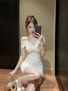 Women Short Dresses - White - View 6