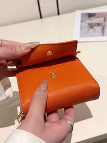 风琴式卡包，多卡位卡片收纳包，女士手拿包，清新通勤钱包，迷你钱包，小钱包，可爱钱包，旅行必备夏季小钱包 - 橘色 - 查看 7