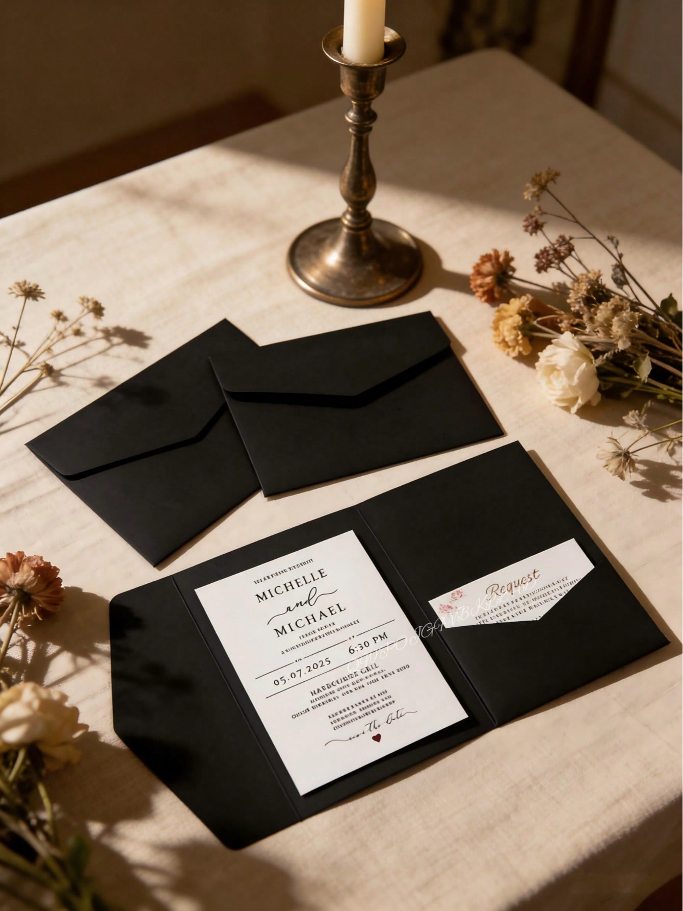 30 tri-fold invitation cards with envelopes, suita...
