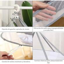 Tendedero de Malla Plegable de 3 Niveles para Colgar y Secar Suéteres Resistente al Viento Estante de Secado Grande para Lavandería Secadora de Malla Plegable para Ropa Portable - Blancosanceng - Ver 3