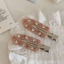 时尚迷人亚克力水钻无缝发夹，女士刘海/侧边发夹，优雅精致发饰 - 彩色 - 查看 5