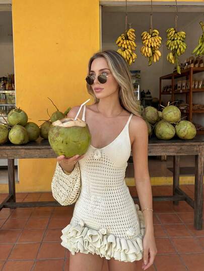 Vestido Mori 2026 Primavera/Verano Nuevo para Mujer con Flores 3D, Volantes en el Bajo, Tejido Transpirable, Diseño de Cintura Ajustada, Adecuado para Vacaciones en Isla, Compras en la Calle, Viajes Tropicales, que Muestra un Ambiente Dulce y Relajado. Vestido de Verano, Viaje a Coconut Grove, Chequeo con Amigos, Estilo de Vacaciones, Dama Madura Elegante, Salida Casual, Cita de Ocio, Look Tropical Versátil, Vestido de Resort Urbano para Jóvenes