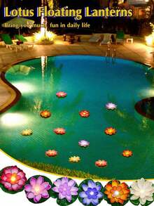 1pc/6PCS LED Floating Water-Activated Lotus Flower Lights, Colorful Waterproof Night Lights For Pool And Pond Decoration, Wishing River Lanterns - Multicolor - View 7