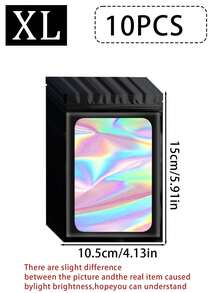 100个/10个装可重复密封袋，透明窗口食品保鲜袋，糖果袋，软糖袋，铝箔袋，派对礼品包装袋，全息可重复密封拉链食品保鲜袋，铝箔防臭袋，塑料扁平包装袋，适用于派对礼品、食品、糖果、珠宝、唇彩等，多种尺寸和颜色可选。 - 彩色 - 查看 15