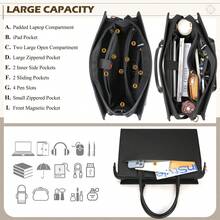 NEWHEY Túi xách tay cao cấp vân ngang, túi đựng laptop chống nước 15.6 inch kèm ví cầm tay có thể tháo rời, túi đeo vai đa năng dùng cho công sở. - Nhiều màu - Xem 5