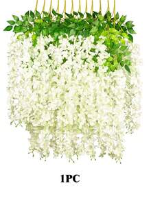 Dây hoa tử đằng trắng nhân tạo, làm từ nhựa chống tia UV và lá xanh thật, phù hợp để treo ngoài trời, trang trí đám cưới, hiên nhà, sân vườn, trang trí ngày lễ Tình nhân - Nhiều màu - Xem 11