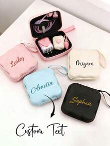 Customizable Digital Storage Bag, Customizable Mini Storage Bag, Phone Charger And Data Cable Organizer Bag, Customizable With Your Name, Portable Travel Storage Bag, Multi-Functional Storage Bag, Large Capacity, Suitable For Daily Use, Work, School, Outings, Travel, Ideal Gift For Girlfriend, Family, Friends, Easter, Bridesmaids, Wedding, Birthday, Mother's Day - Multicolor - View 1