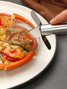 1pc Stainless Steel Pizza Cutter Wheel, Suitable For Cutting Pizza, Cake, Waffle, Pizza Knife, Cheese Slicer, Pizza Cutter, Baking Tool, Pizza Cutter, Mother's Day Gift - Multicolor - View 2