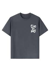 Áo thun ngắn tay cổ tròn in họa tiết phong cách thường ngày cho bé trai, thích hợp mặc mùa hè. - Màu xám đen - Xem 8
