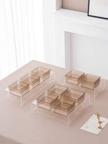 1 Set Transparent Acrylic Base Dish Set, Snack Candy Dried Fruit Cookie Storage Set, Wedding Party Holiday Decoration Display - Amber - View 1