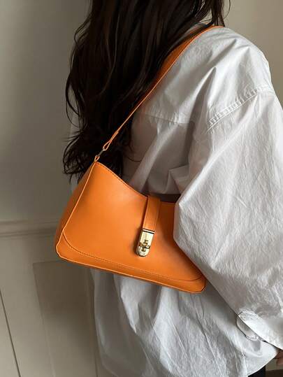 Leather Underarm Bag, Fashion Women's Handbag, Solid Color Shoulder Bag, Minimalist Classic Women's Messenger Bag