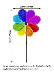 2pcs Rainbow Plastic Outdoor Garden Decor Windmill, Suitable For Spring Garden Decoration, Outdoor Lawn Decor, Colorful Rotating Windmill, Patio And Garden Decoration - Windmill - View 11