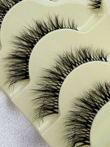 Hinarin 5 pares de pestañas postizas de estilo de dibujos animados, de banda transparente, de imitación de visón, de ojos de gato, que crean un maquillaje diario natural - reutilizables, cómodas y aptas para principiantes - Ver 6
