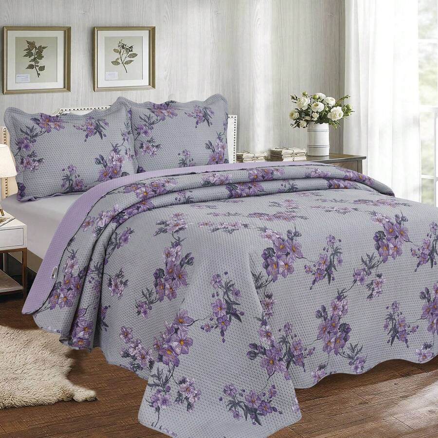 3-Piece Set: Double-Sided Queen Bedspread, Patchwork Quilt, Ultra Patch - 查看 1