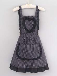 可爱蕾丝公主围裙，新款帆布围兜围裙，透气厨房围裙，夏季腰带防污围裙 - 彩色 - 查看 7