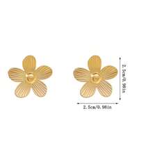 2/4/6 piezas Pendientes con forma floral, con un patrón floral rayado minimalista, cuentas de acero inoxidable dorado, pendientes adecuados para que las mujeres los usen en bodas, fiestas, vacaciones en la playa, bikinis, vestidos, blusas, jeans, monos - Pendientes de estilo retro versátil Ins para uso casual diario - Multicolor - Ver 8