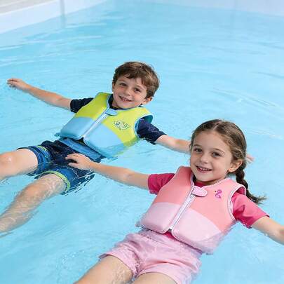 儿童游泳背心，儿童浮力夹克 - 男女童通用，适合游泳池和海滩，适合 3-8 岁/22-55 磅儿童