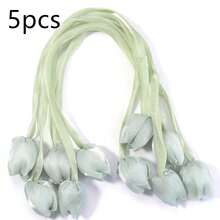 5 piezas/paquete Capullos de flores de tulipán con cinta de doble cara, decoración floral para el hogar, suministros de embalaje de regalos, accesorios de ropa, decoraciones de lazos DIY - Tulipán de cinta - Ver 21