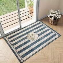 1pc Blue Striped Seashell Creative Gift Doormat, Small Rug, Welcome Mat, Carpet, Floor Mat, Outdoor Doormat, Kitchen Rug, Home Decor, Front Door Mat, Area Small Rug, Outdoor Mat, Home Decor, Area Rug, Garden Rug, Washable Carpet - Multicolor - View 3