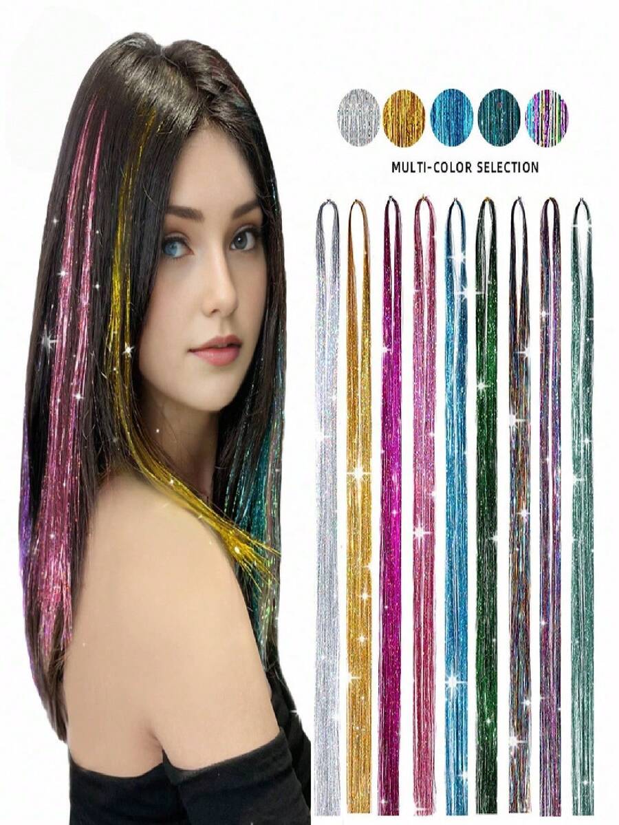 Elegant Shiny Solid Color Wig Piece For Women, Suitable For Casual, Party, Anniversary, Valentine's Day, Mother's Day, Halloween, Christmas, Back To School, Girlfriend Birthday Gift - A - View 1