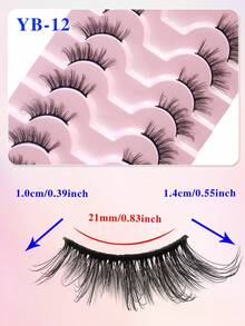 ENCHUW 8 Pairs Fluffy Half Lashes Natural Look Wispy Silky Fake Eyelashes Three-Dimensional Faux Mink Lashes False Eyelashes For Daily Wear - Black - View 2