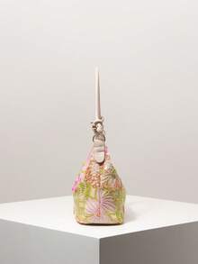 Bolso de Hombro con Estampado Floral para Mujer, Estilo Bohemio, Bolso de Playa de Verano, Esencial para Viajes y Vacaciones, Bolso de Paja - Multicolor 5 - Ver 6
