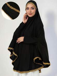 1 chiếc khăn trùm đầu hai mặt màu trơn viền ren dành cho nữ, khăn hijab cầu nguyện mềm mại thường ngày dành cho người Hồi giáo, khăn choàng che đầu Abaya đa năng chống nắng. - Nhiều màu - Xem 15