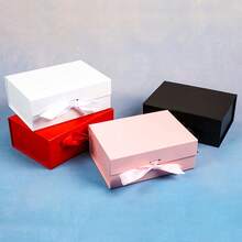 Hộp quà màu trắng, hộp quà từ tính cao cấp có nắp đậy, ruy băng, thiệp chúc mừng, giấy kim tuyến, hộp quà tặng thích hợp cho sinh nhật, đám cưới, kỷ niệm, quà tặng ngày lễ. - Hộp gấp - Xem 11