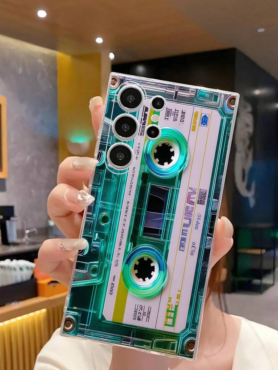 1个时尚磁带CD手机壳，透明软保护套，兼容三星Galaxy A04e/12/A13/A14/A34/A50/A52/A53/A54/S21/S22/S23/S24/S25/S25Ultra - 無色 - 查看 1