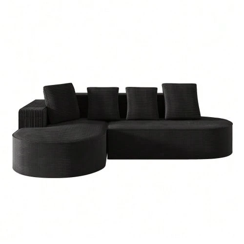 Fully Compressed Frameless Sofa, Modular Combination Sofa (L-Shaped Armchairs), Modern Cloud-Type Combination Sofa (Deep Seats), Sponge Compression Sofa (No Assembly Required). - Black - View 1