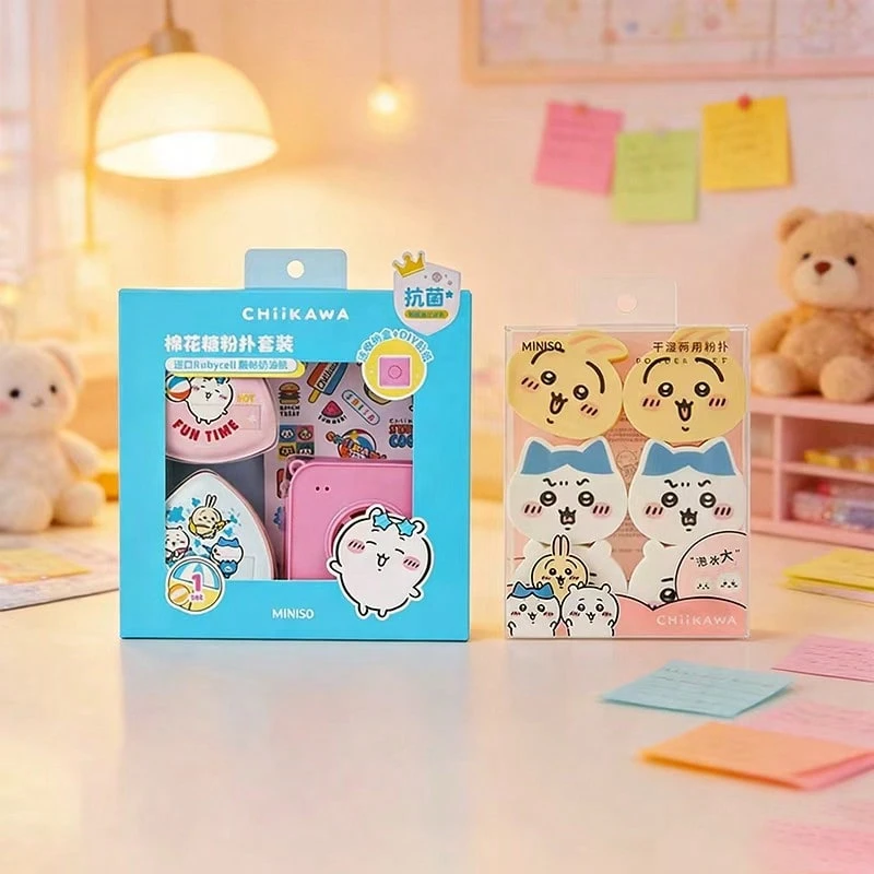 Miniso Chiikawa Series Cute Makeup Sponge Set, Soft Material Fits Skin, Dual Use Dry And Wet To Meet Various Makeup Needs, Comes With Storage Box For Easy Organization And Carrying, Suitable For Daily Makeup And Touch-Ups (1pc) - Multicolor - View 1