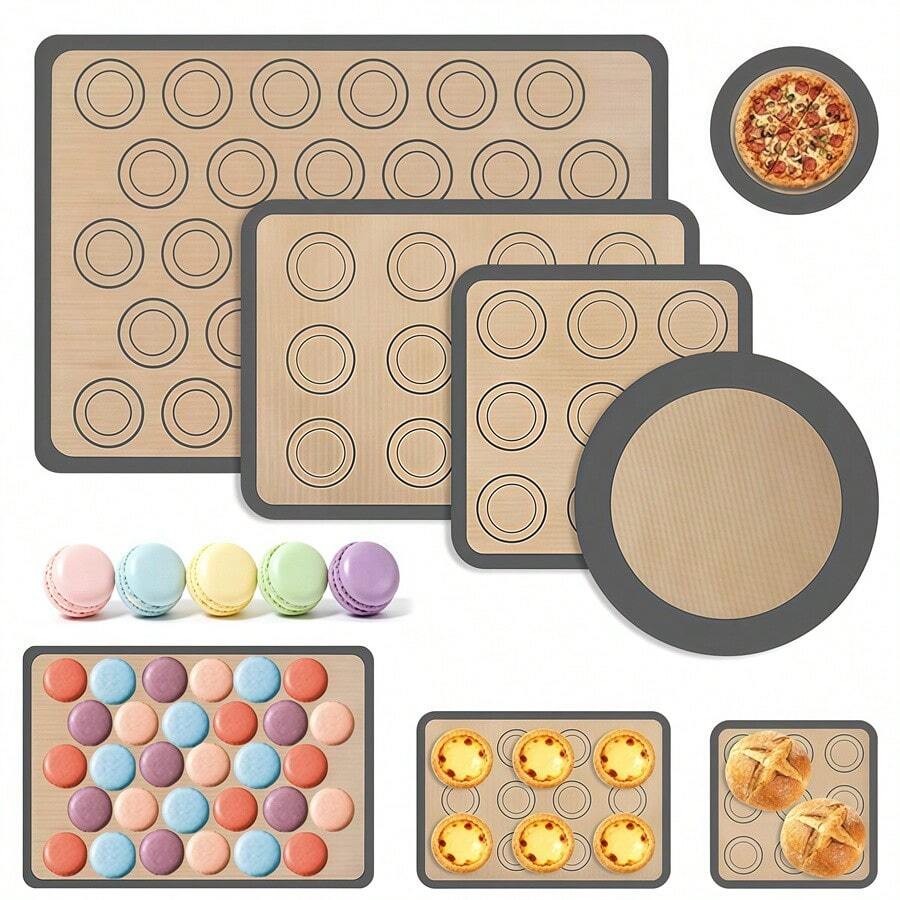 4pcs Silicone Baking Mat Non-Stick Heat Resistant Reusable Oven Liner For Oven Grill Air Fryer - View 1