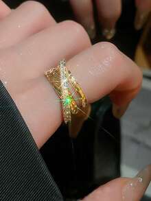 1 chiếc nhẫn đồng sang trọng, tinh tế, đính đá Zirconia hình thánh giá, thiết kế độc đáo, thanh lịch, thích hợp cho các buổi tiệc, họp mặt, tiệc chiêu đãi. - Vàng - Xem 6