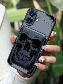 Cardholder Phone Cases Dark Skull Patterned Magnetic Phone Case And Card Holder, Compatible With IPhone 17, 17 Air, 17 Pro, 17 Pro Max, 16, 15, 14 Pro Max, 13, 12, And 11 Plus. Shockproof All-Around Protection | Luxurious Leather Wallet-Style Phone Case | Holds 1-3 Cards. - Mixed Colors - View 4