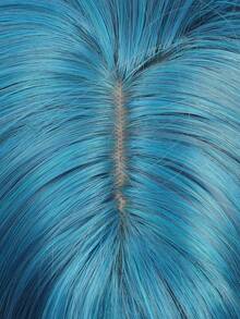 Peluca recta de 28 pulgadas de color azul menta con raya al medio, cabello sintético resistente al calor, sensación natural, adecuada para uso diario y fiestas - Azul menta - Ver 2