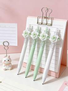 15pcs Green Jasmine Flower Theme Wedding Birthday Gift Pen Set, Including Transparent Gift Bag And "Thank You" Tag. Suitable For Student Stationery, Back To School Gifts, Party Favors, Small Item Storage And Holiday Gifts. Bridesmaid Gift - A - View 2