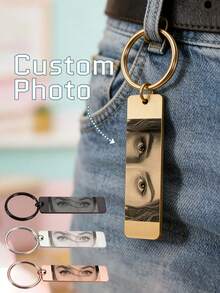 1 Móc Khóa Ảnh Cá Nhân, Kiểu Nữ, Có Thể Tùy Chỉnh Ảnh Mắt, Chất Liệu Thép Không Gỉ, Unisex, Có Thể Tùy Chỉnh Móc Khóa Cặp Đôi, Có Thể Tùy Chỉnh Móc Khóa Bạn Trai, Kích Thước: 5cm x 1.5cm, 4 Màu: Đen/Vàng/Vàng Hồng/Bạc, Quà Sinh Nhật, Quà Tặng Cặp Đôi, Quà Tặng Bố Mẹ, Quà Tặng Bạn Thân, Phù Hợp Công Sở & Thường Ngày, Kiểu Cơ Bản - Nhiều màu - Xem 2