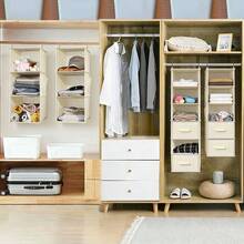 1 件多层壁挂式收纳袋，用于整理衣物、配饰和家居用品的收纳袋，带抽屉的壁橱挂衣架，灰色 - 灰色 - 查看 3