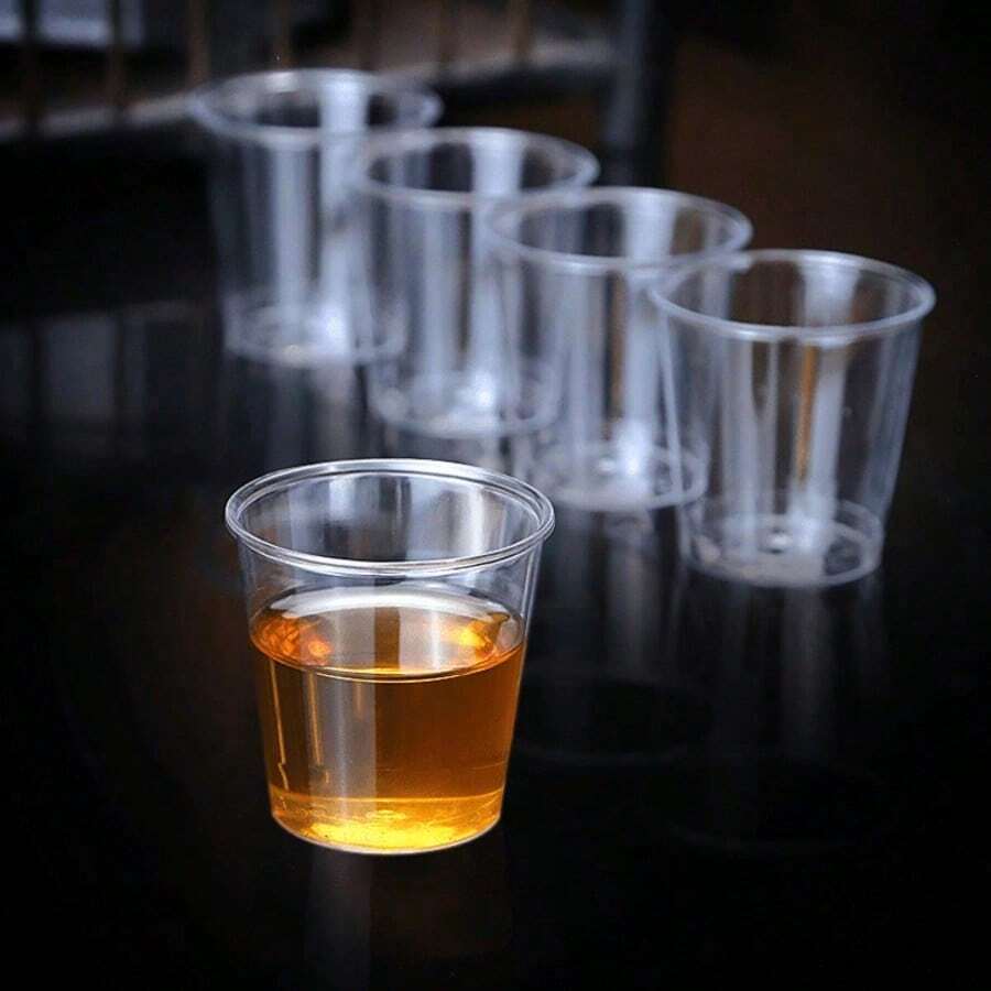 50/100个装优质1.7盎司硬塑料一次性葡萄酒品鉴杯 - 1.7盎司透明塑料一次性葡萄酒品鉴杯、一次性浓缩咖啡杯、透明一次性葡萄酒品鉴杯，适用于甜点、浓缩咖啡、婚礼和派对开胃菜的葡萄酒品鉴杯 - 查看 1