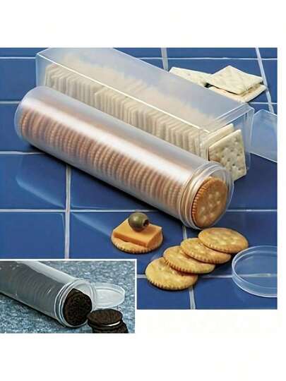 1个透明长方形密封食品储物盒，带翻盖 - 可重复使用的塑料厨房收纳盒，适用于存放意大利面、饼干、零食 - 节省空间，可堆叠设计，仅限手洗