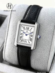 Pablo Raez 1件裝經典女款手錶 原創迷人銀色啞光飾面 全新AAA級奢華女飾 不鏽鋼復古時鐘 黑棕色PU皮革手鍊鏈條式正裝錶 長方形時尚設計師款 50m防水 羅馬數字顯示 女孩休閒石英錶 透明白錶盤 女性高級手錶 日常使用 教師禮物 送給母親或女友 派對裝飾 畢業 婚禮 生日禮物 熱門款式 - 銀色 - 查看 13