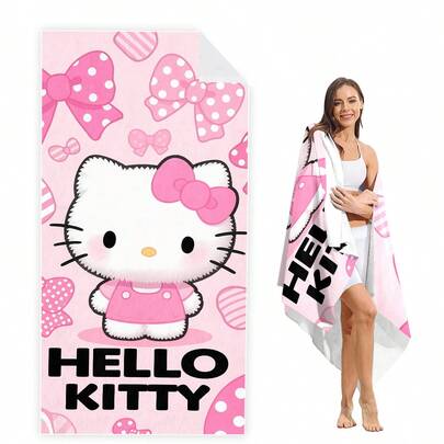 SANRIO 1 Khăn tắm họa tiết hoạt hình - Khăn tắm biển thiết kế dễ thương: Vật dụng thiết yếu cho mùa hè! Chiếc khăn này có nhiều công dụng, có thể dùng làm khăn tay, khăn tắm hoặc khăn tắm biển. Được làm từ chất liệu mềm mại, thoải mái và nhanh khô, đây là một lựa chọn tuyệt vời.
