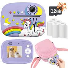 2,3" Sofortbildkamera für Kinder, mit lustigen Rahmen, Aufklebern und Filtern, Dual-Linse 48MP 1080P Sofortbilddigitalkamera Spielzeug, 16x Digitalzoom mit MP3-Player, Spielen, Selbstauslöser-Modus und robustem Design, ideales Weihnachts-/Geburtstagsgeschenk, tragbares Reisespielzeug - Verschiedenfarbig - Übersicht 3