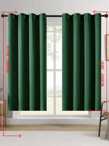 1pc/2pcs Solid Color Polyester Curtains, Energy Blackout Light Blocking Thermal Insulated Curtains For Kitchen, Dining Room, Living Room, Bedroom, Study Room In Black, Deep Grey - Dark Green - View 19